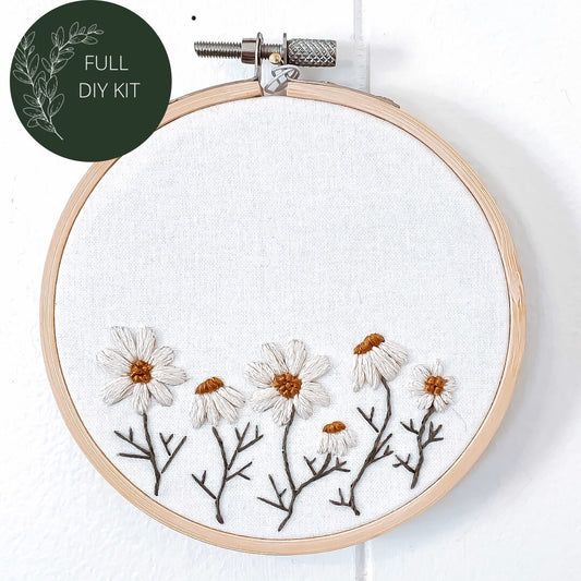 FULL DIY KIT: Delicate Daisies Embroidery Kit